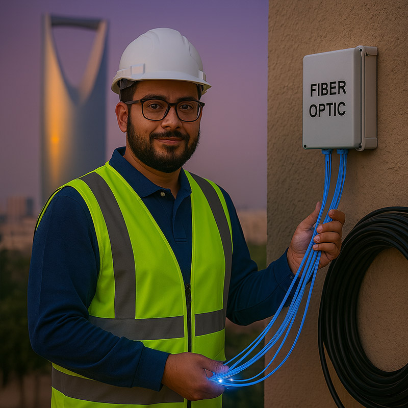 فريق مندوب الياف بصرية STC يقدم أسرع إنترنت فايبر